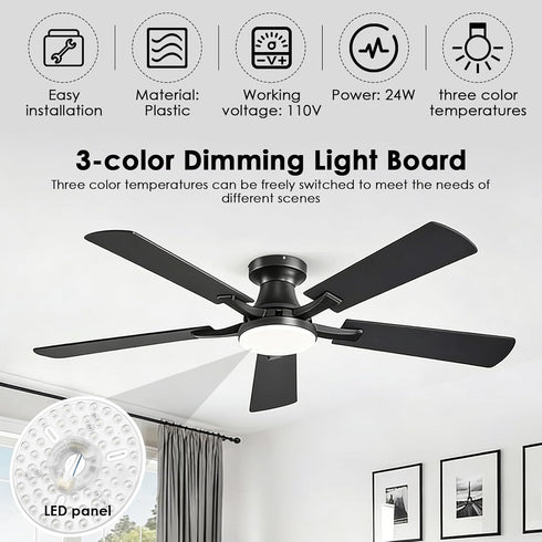 NEMTMCUA 6.3" 2200LM 3CCT 3000K 4200K 6500K 24W Ceiling Fan LED Light Panel Replacement Kit, Bright Daylight, Retrofit