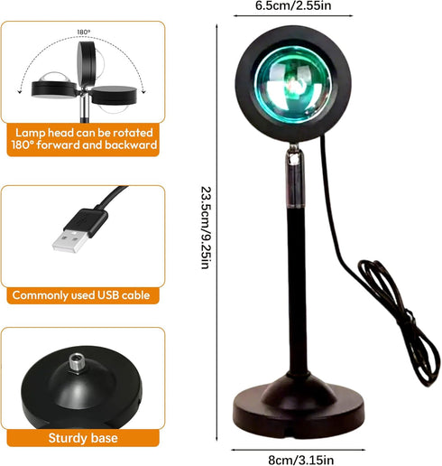 ZIRIKEDAI Sunset Projector,180 Port,Sunset Lamp Degree Rotation Sun Projection Light Led Night Light Floor Lamp