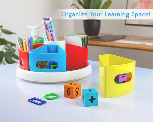 Rotating Art Supplies Organizer Caddy for Kids Desk, Crayon Marker and Pencil Storage for Classroom, Home, School