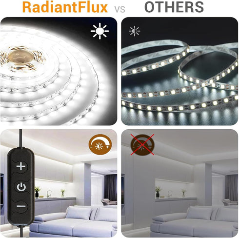 10 Dimmable 180 Counter Under Cabinet Lighting Kit Small Led Strip Lights ft White, Flexible LED Lights Strip, Leds