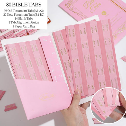 66 14 Leather Bible Tabs, Bible Tabs for Women and Men(Gold Foil Lettering) Large Print Stickers, Easy to Read