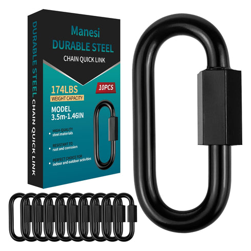 1.46" Chain Quick Links, 10 Pcs 1/8" Marine Grade Screw Chain Links, Large Opening Chain Connector with 175 Lbs Capacity
