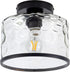 Zlepmlla Hammered Glass Ceiling Light, Black Semi Flush Mount with Glass Shade, Farmhouse Light Fixture for Hallway