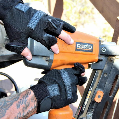 Universal Series Glove with 3 Finger Retractable Feature, Fast Access Work & Safety Gloves (Black)