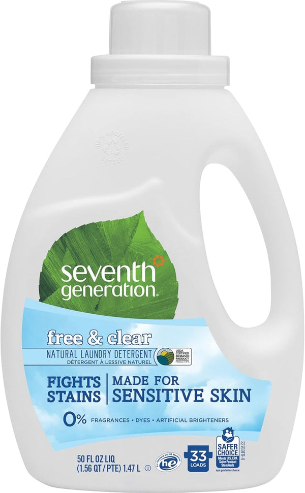 Seventh Generation Liquid Laundry Detergent, Biodegradable Free & Clear, 50 oz
