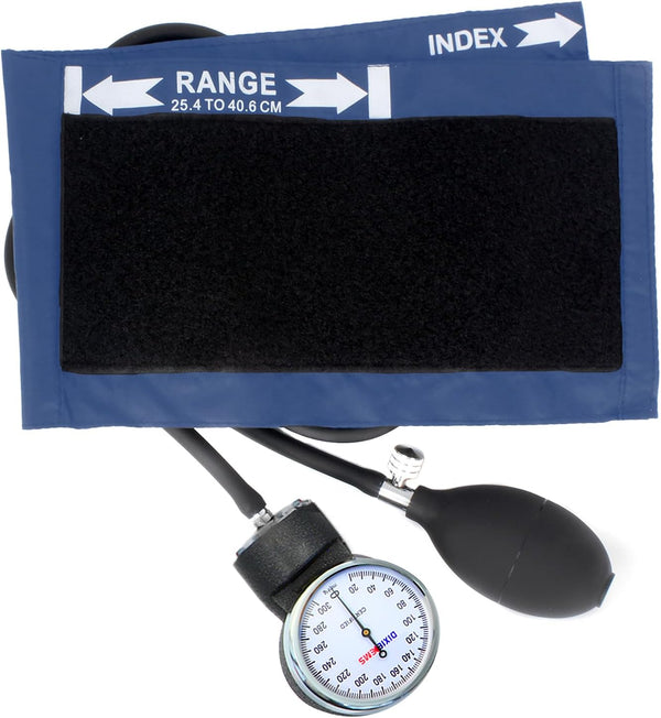 Dixie Ems Deluxe Aneroid Sphygmomanometer Blood Pressure Set with Adult Cuff, Carrying Case and Calibration Tool
