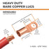 SELTERM 25pcs 4 AWG Battery Lugs, 5/16" Stud Ring Terminals, Heavy Duty Copper Wire Lugs, UL Bare Copper
