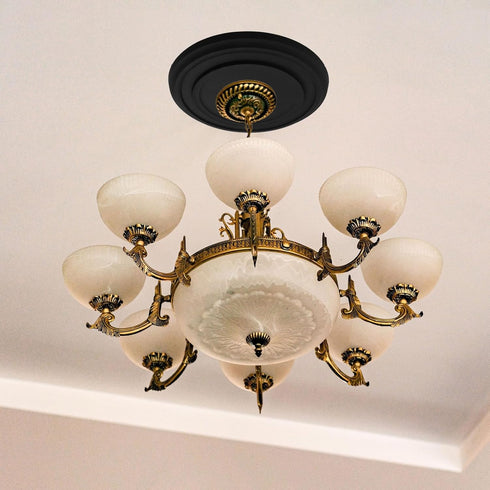 12"OD 3.94"ID HEVSTIL Black Ceiling Medallion PU Ceiling Medallion for Light Fixtures Simple and Modern Ceiling Light