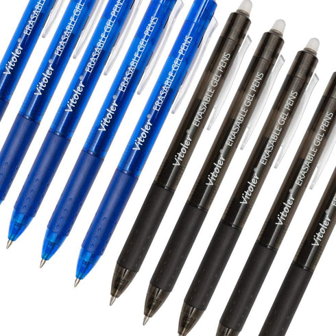 Vitoler Retractable Erasable Gel Pens, Fine Point (0.7mm), 5 Black & 5 Blue Gel Ink Pens for Drawing Writing Planner