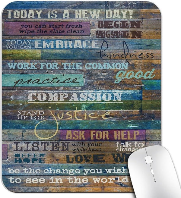 Inspirational Quotes Vintage Rustic Barn Wood Art Mouse Pad - Today is a New Day Motivational Quote