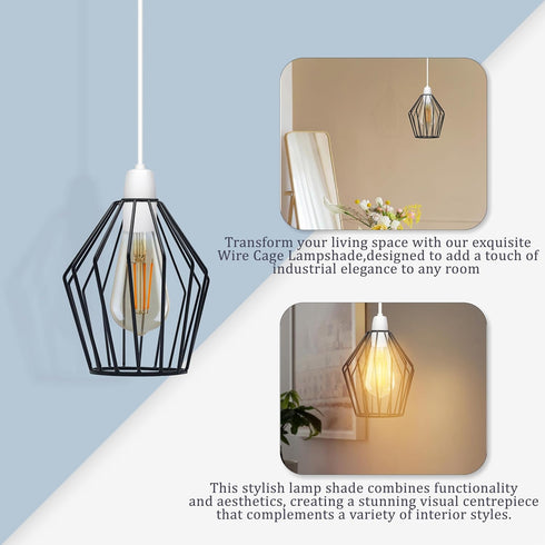 Bulb Bulbs (Pack 1) Black Metal Light Cage Vintage Wire Lamp Guard for Pendant Lights, Wall Sconce & Edison DIY Lamp