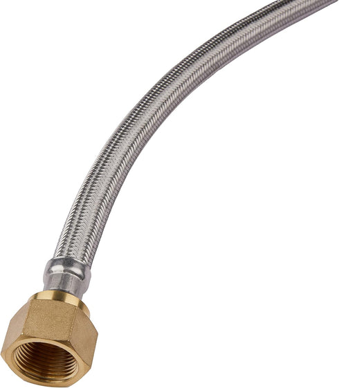 EFIELD 18 Inch Push-fit Valve Flexible Water Heater Connector, 1/2 inch x 3/4 inch FIP, Braided Stainless Steel