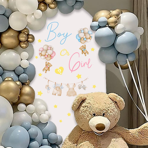Boy Or Girl Backdrop Decor,Gender Reveal Decal Sign,He or She Baby Shower Sticker,Pregnancy Announcement Baby Shower