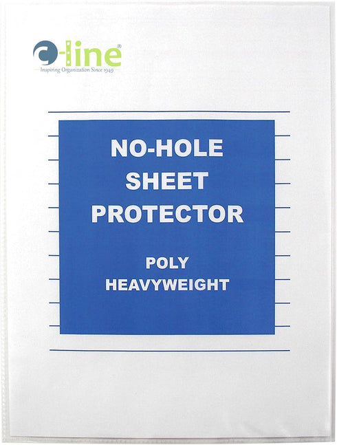 C-Line Top Loading Heavyweight Poly No-Hole Sheet Protectors, 8.5 x 11 Inches, 25 per Box