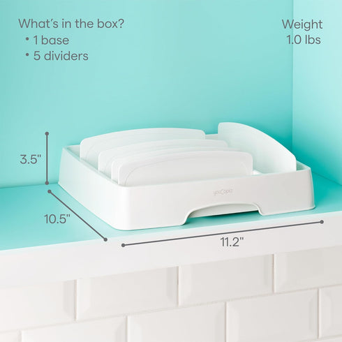 YouCopia StoraLid Adjustable Food Container Lid Organizer for Kitchen Cabinet Storage, Medium
