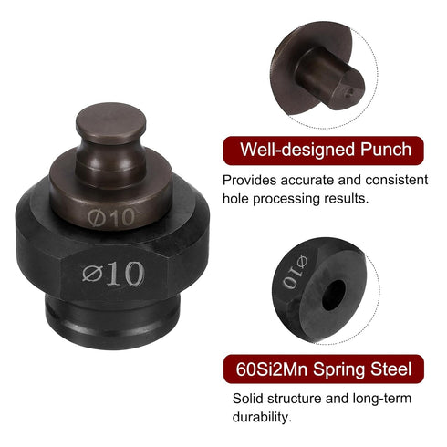 Hydraulic Hole Punch Die 10mm, Electric Hydraulic Punching Kit for MHP-20 JP-20 Machine, Burgundy & Black