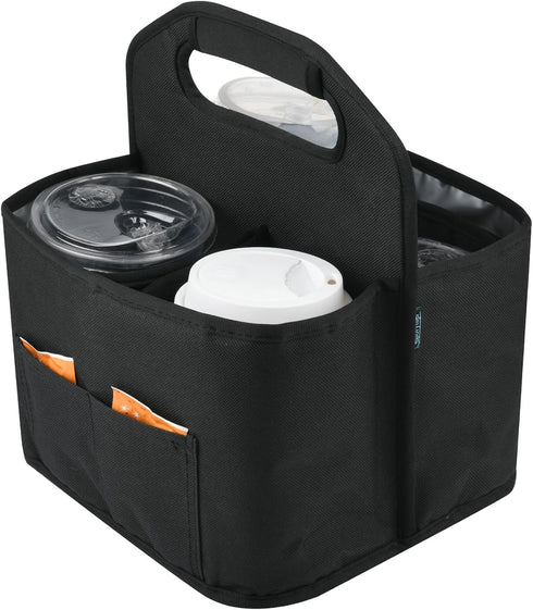 Beautyflier 4 Drink Carrier with Handle for Delivery Reusable Insulated Coffee Cup Carrier Portable Cup Holder