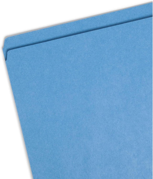 Smead File Folder, Reinforced Straight-Cut Tab, Blue, Letter Size, 100 per Box (12010)