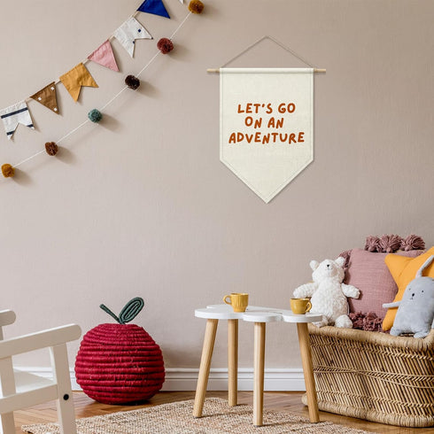 SHIEL-EVEN Let's Go On an Adventure Wall Decor, Kids Playroom Poster Banner for Boys Girls, Toddler Canvas Wall Art