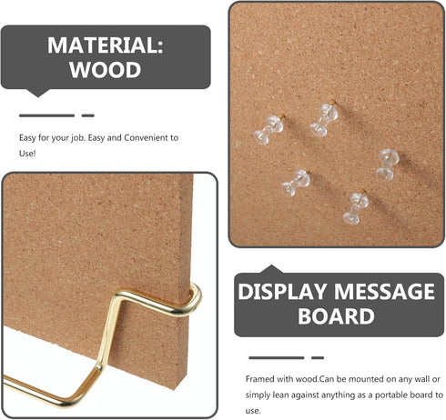 TOYANDONA Cork Board Bulletin Board with Metal Stand, Wooden Pin Notice Message Board for Home Office Desktop Memo