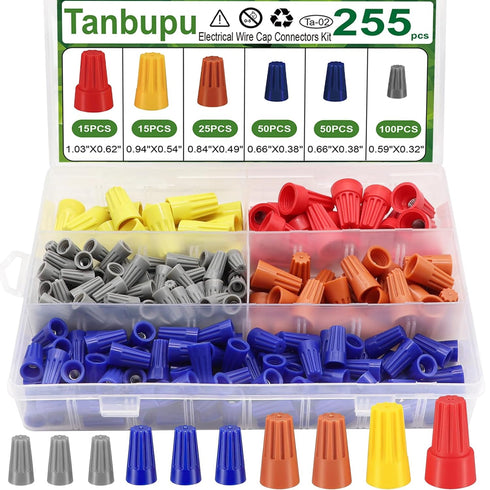 255PCS Electrical Wire Cap Connectors Nuts Kit, Insulating Insert Twist Wire Connectors