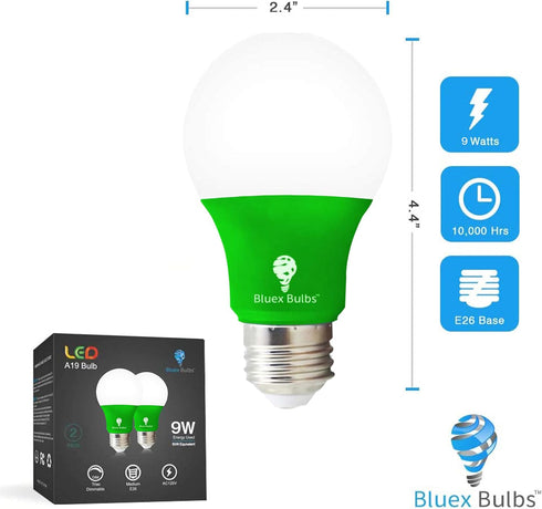 8 Pack A19 LED Red and Green Light Bulbs, 120V E26 Base, 9 Watt (60-watt Replacement) for Party Decoration