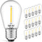 LED S14 Low Voltage (DC 3V) Replacement Bulbs, E26 Base, 15 Pack, Clear for Outdoor Solar String Lights