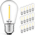 LED S14 Low Voltage (DC 3V) Replacement Bulbs, E26 Base, 15 Pack, Clear for Outdoor Solar String Lights