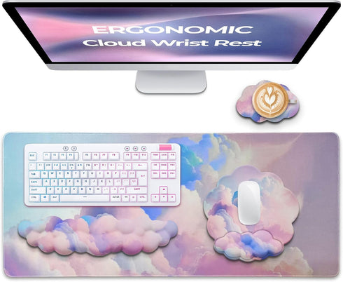 Premium Quality Cloud Wrist Rest Keyboard, Mouse Pad, Wrist Rest Pad, Wrist Rest for Computer Keyboard, Cloud Drink