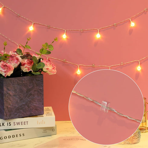 Hicarer 100 Pcs Christmas Light Clips Adhesive Hooks for Outdoor String Cable Wire Clips Adhesive Wire Management Cord