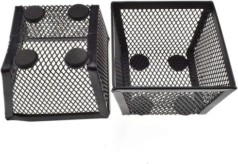 HAHIYO Stackable Paper Clip Mesh Holder Cup, 2.2" Height, 2 Pack Black, Sturdy PaperClip Holder for Desk Organizer