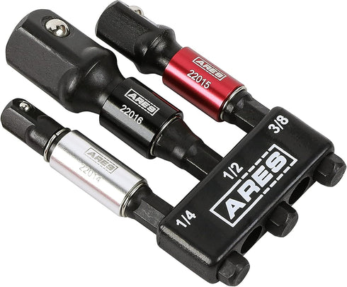 ARES 22011-3-Piece 3-Inch Impact Grade Socket Adapter Set with Color Sleeve for Power Drill Nut Driver