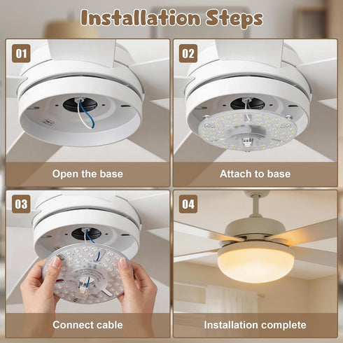 5.3 Inch 24W Dimmable 3CCT 3000K 4000K 6000K Ceiling Fan LED Light Replacement, Ceiling Fan Light Kit, Ceiling Light
