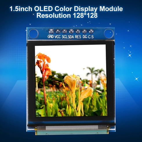 Vikye 1.5inch 128x128 SSD135 OLED Display Module, OLED Color Display Screen Faster Response Module Serial Peripheral