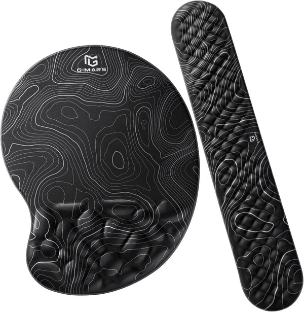 Gimars Upgrade Ergonomic Ultra-Soft Foam Keyboard Mouse Pad Wrist Rest Set for Pain Relief
