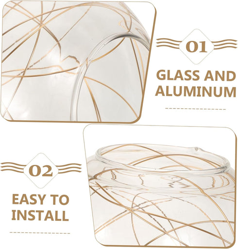Garneck Replacement Glass Globe for Outdoor LED Solar Lights - Round Ball Garden Light Shade in Elegant Gold - Ideal