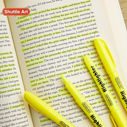 Shuttle Art 144 Pack Highlighters, Yellow Highlighter Pen Bulk, Non-Toxic Chisel Tip Markers for Home School Office