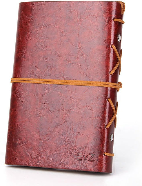 EvZ Leather Writing Journal Notebook, 5 Inches Vintage Nautical Spiral Blank Diary Notepad, Red Brown.