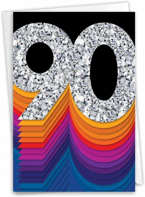 The Best Card Company - 90th Happy Birthday Card, Fun Greeting for 90 Years Old Milestone (C6110GMBG)