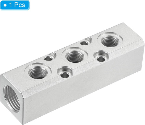 PATIKIL 3 Way 5 Port Air Manifold G1/2" G1/4" Aluminum Air Hose Inline Block Splitter