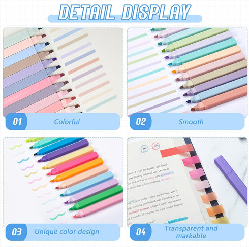 Book Annotation Kit with 8000 Pcs Transparent Sticky Tabs, 36 Aesthetic Highlighters, Canvas Bag for Office Supplies