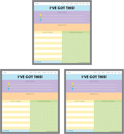 Carson Dellosa 3-Pack Notepad Set, 5.75" x 6.25", 50 Sheets for Productivity, To Do List, Office Supplies