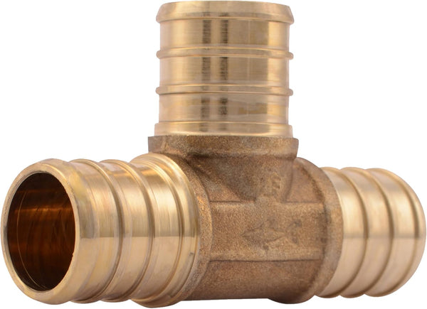 SharkBite 3/4 Inch Crimp Tee, Brass Plumbing Fitting for PEX Pipe, PE-RT