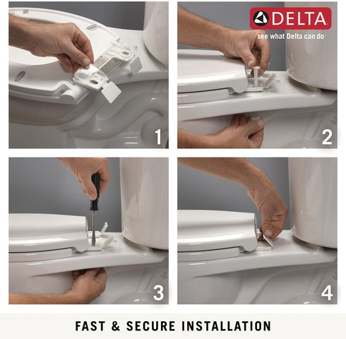 811903-WH Delta Faucet Morgan Elongated Slow-Close White Toilet Seat with Non-Slip Seat Bumpers, White