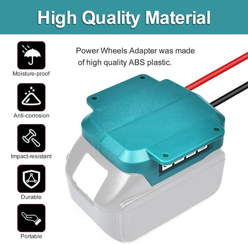 Power Wheels Adapter for Makita 18V Lithium Battery BL1830, BL1840, BL1850, Battery Converter for DIY RC Toys, Robotics