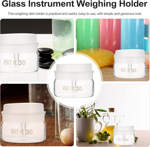 iplusmile 2pcs Clear Glass Weighing Bottles with Lid, Specific Gravity Laboratory Equipment 60 30mm