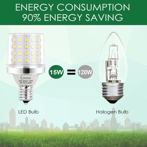 E17 Bulb,15W E17 G14 Bulbs,120 1200lm 5000K Bulbs, Non-Dimmable Bulb, Pack 4 Super Bright LED Intermediate Base LED