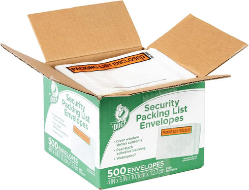 Duck Brand Clear View Packing List Envelopes, 500-Count, 5.5 x 4.5-Inch (394743)