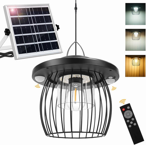 2 5 Patio(16.4FT Solar Shed Lights with Motion Sensors, Classic Metal Solar Chandelier Outdoor with Lighting Modes