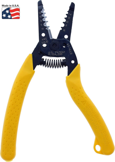 IDEAL Electrical 45-418 Premium Reflex T Stripper, 6-14 AWG Solid, 8-16 AWG Stranded, Wire Stripper with Textured Grips